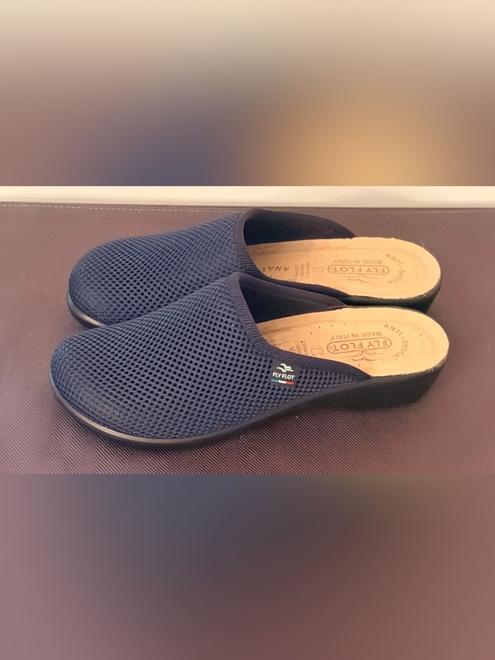 Fly Flot Women's Slip On Mules Size EU37 US 6.5 Blue Mesh Clogs Anti-Shock Italy - Picture 4 of 14